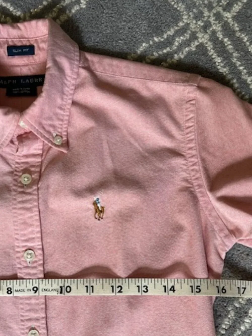 Ralph Lauren long-Sleeve Slim Fit Oxford Button-Down Pink Boys Shirt